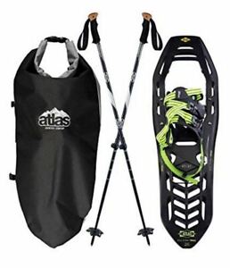 Atlas Helium Trail 26 Kit Snowshoes Black with Green Includes Bag and Two Poles