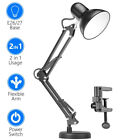 Electric Reading Bed Desk Table Lamp Adjustable Swing Arm w/ Base Clamp Mount