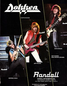 Vintage 80er Dokken Randall Magazin Druckanzeige Don Gitarrenverstärker George Lynch Jeff Pilson - Bild 1 von 1