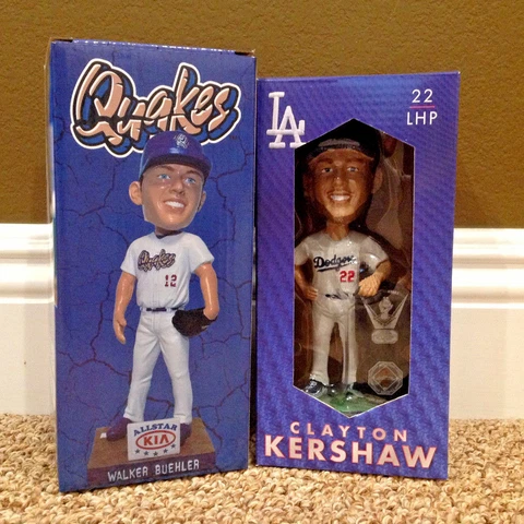 Walker Buehler 2018 Quakes Clayton Kershaw 2015 Dodgers MVP Bobblehead SGA Cover