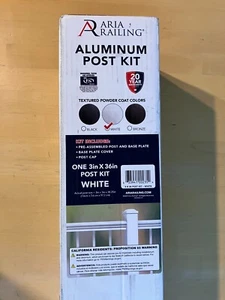 Aria Railing Aluminum Post Kit w/ Base Plate 3” x 3” x 36”, White - Picture 1 of 2
