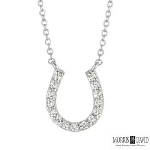 0,15 Karat natürlicher Diamant Hufeisen Halskette Anhänger 14K Weißgold G SI 18"" - Bild 1 von 3