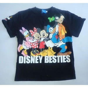 Disney Tokyo Resort Youth T Shirt 150 US 12 Black Double Sided Disney Besties - Picture 1 of 6