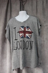 Bratz Girl's Gray I Love London Graphic Print Short Sleeve T-Shirt Size XL - Picture 1 of 3