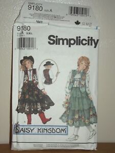 Girls Simplicity Daisy Kingdom 9180  Western Tiered Skirt Vest Top Sz A S,M,L