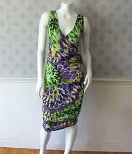 Daniela Corte Green, Purple, Yellow and Black Floral 2 Piece Top & Skirt Outfit - Picture 1 of 9