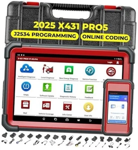 X431 PRO 5 Scan Tool: 2025 J2534 Reprogramming Tool, ECU Online Black Red - Picture 1 of 7