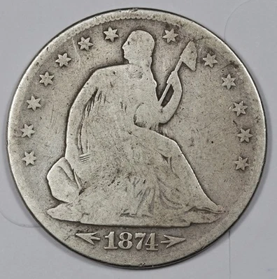 Media libertad sentada 1874.  Con flechas.  G-VG.  209933 Foto 1 de 2