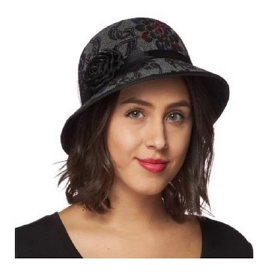 Sombrero Cloche - Encaje - Flores - Años 20 - Accesorio de Disfraz - Talla Única Foto 1 de 2