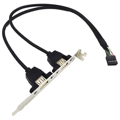 2 Port USB 2.0 Rear Panel Expansion Bracket Motherboard Desktop, Black Cable - Image 1 of 3