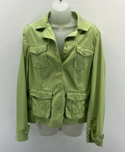 Womens Green TALBOTS Stretch Cotton Safari Utility Jacket 14 - Picture 1 of 7