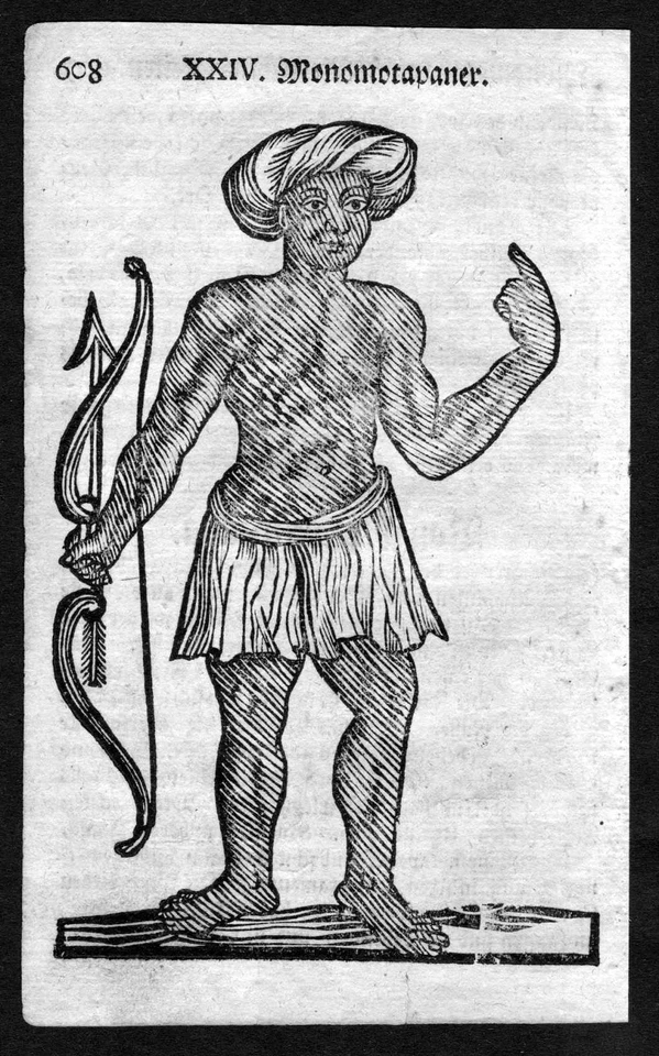 ca. 1750 Munhumutapa Mutapa Afrika Tracht Trachten costumes Holzschnitt antique - Bild 1 von 1