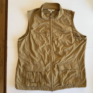TravelSmith Vest Womens XL Tan Pockets Full Zip Photographer Utilitarian Fishing - Picture 1 of 18