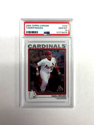 Yadier Molina 2004 Topps cromo #219 novato RC PSA 10 GEMA COMO NUEVO Cardinals Foto 1 de 3