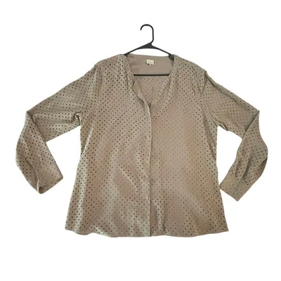 Crudo - Blusa MUJER XL - Detalle Recortado Beige - Manga Larga - Gamuza - Usada en Excelente Condición Foto 1 de 4
