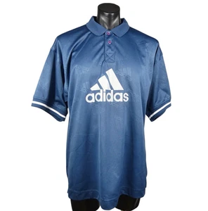 Adidas Vintage 90's Polo Shirt Men's Size XL Blue Heavyweight Oversized 2 Button - Imagen 1 de 18