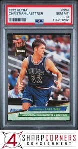 1992 ULTRA #304 CHRISTIAN LAETTNER RC TIMBERWOLVES PSA 10 - Picture 1 of 3