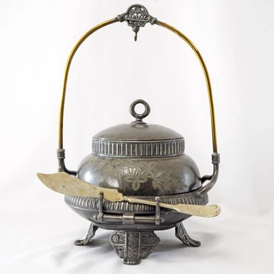 Plato de mantequilla plato de plata Meriden movimiento estético victoriano circa 1870 Foto 1 de 4