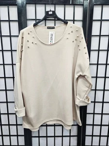 Top donna donna italiano dettagli spalle perle alto basso nuovo vestibilità 10 12 14 16 18 - Foto 1 di 12