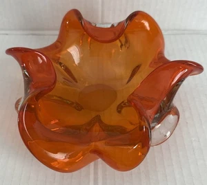 Viking Glass Mid-Century Orange Art Glass Bowl/Candy Dish - Picture 1 of 7