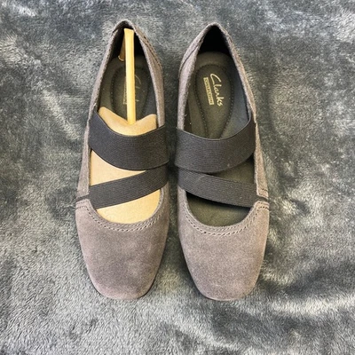 Clarks Haydn Juniper Women’s 5M Grey Suede Mary Jane Flats Comfort Shoes New w/B - Image 1 of 4