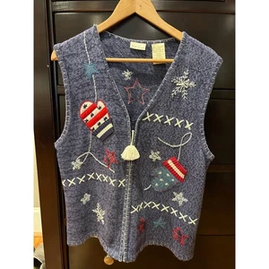 Damen Bobbie Brooks Pullover Weste Urlaub Reißverschluss vorne Fäustlinge Stern Größe XL - Bild 1 von 8