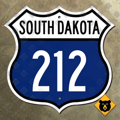 南达科他州美国公路 212 公路标志路标 1950 蓝色 Belle Fourche 12x12 — 第 1/2 张图片