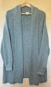 LL Bean Women’s Sz 2X 100% Cotton Cardigan Sweater Teal Shaker Stitch Open Front - Picture 1 of 8