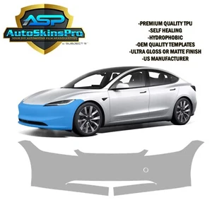 Película transparente de protección de pintura para parachoques delantero precortado Tesla Model 3 PPF premium 2024 - Imagen 1 de 10