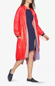 NWT $398 BCBG ASHTON RAIN COAT Bright Poppy/Red Size L - Picture 1 of 3