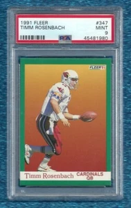 1991 FLEER #347 TIMM ROSENBACH PSA 9 MINT POP 1 NONE HIGHER CARDINALS - Picture 1 of 1