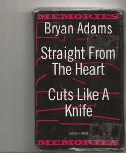 BRYAN ADAMS STRAIGHT FROM THE HEART/CUTS LIKE RARE USA CASSETTE SINGLE, MINT - Picture 1 of 2