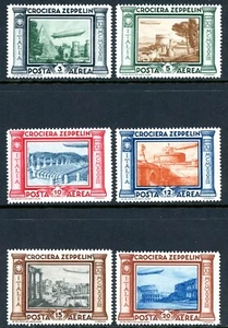 Italy 1933 Zeppelin Airmail Set Scott # C42-47 Mint S295 - Photo 1/6