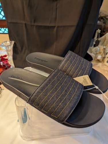 ADIDAS Cinturino in denim slip on Adilette Comfort da uomo taglia 17 nuovo con etichette