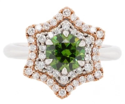 1.44ct Natürlicher Diamant 14K Weißgold Peridot Hochzeit Cocktail Ring - Bild 1 von 4