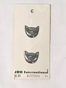 JHB International Bottoni Gatto Peltro Made In Italy Nuovi su Cartoncino .5" Vintage - Foto 1 di 6