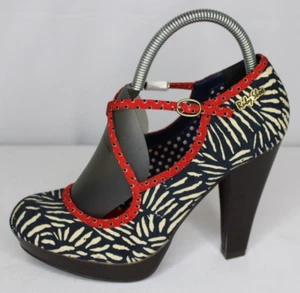 Ruby Shoo Mary Jane decolte tacco alto donna US 8 EU 39 blu navy rosso a pois NUOVO - Foto 1 di 16