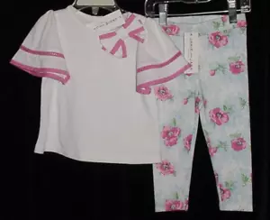 NWT Janie & Jack Girls GARDEN IN THE SKY White Top & Floral Pants Set 12-18 M - Picture 1 of 9