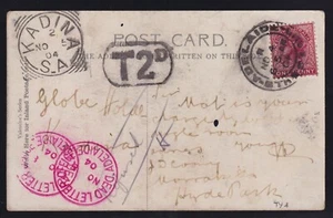 South Australia 1904 Adelaide to Kadina Postage Due Dead Letter Office Postcard - Picture 1 of 2