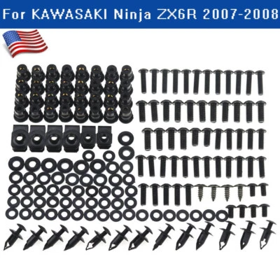 For Kawasaki Ninja ZX6R ZX600 2007-2008 Stainless Fairing Bolts Screws Nut Kit - Imagem 1 de 4