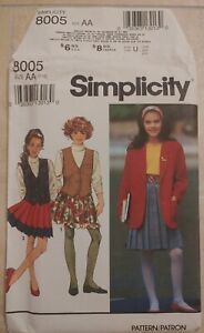 Uncut Vintage Simplicity 8005 Girl-Tween-Teen 3 Pc Uniform-Style set Sz 7-10