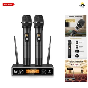 Rechargeable Dual Handheld Microphones - Ideal for Karaoke, Parties & Meetings - Picture 1 of 11