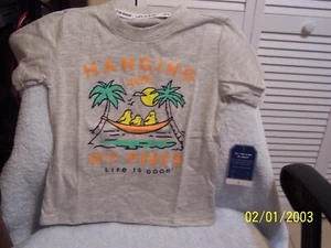 Kid's Boy's Girl's Life Is Good " HANGING WITH MY PEEPS " T-Shirt Size 6 New - Picture 1 of 4