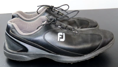 Zapatos de golf FootJoy 12M Sport LT para hombre 58038 negros/plateados con cordones Foto 1 de 4