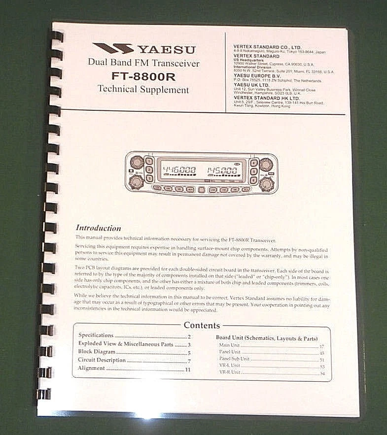 Yaesu FT-8800R Service Manual With full set of 11"X17" Foldouts & Plastic Covers - Image 1 of 1