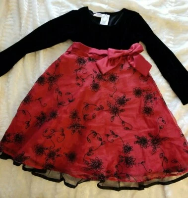 Bluberi бульвар красный и черный длинным рукавом девочек праздничное платье 6 X - Изображение 1 из 4