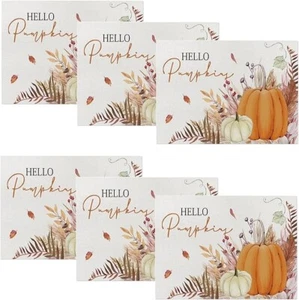 Herbstdeko für Zuhause, Herbst Tischsets 6er Set, Orange Hallo Kürbisblätter W - Bild 1 von 4