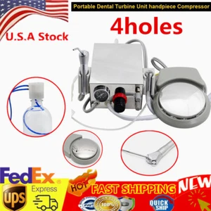 4 Holes Dental Turbine Unit Portable Handpiece Work Compressor & 3 Way Syringe - Picture 1 of 7