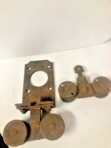 Vintage CAST IRON BARN DOOR ROLLERS Antique Barn Door Hardware *NICE!*--J-46 Cover
