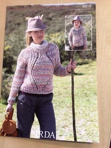 Sirdar Faroe Super Chunky Lace Sweater Knitting Pattern 9818 Sizes 24-46” - Picture 1 of 3